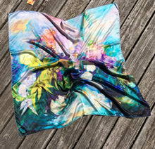 Load image into Gallery viewer, Monet's Garden Silk Square Scarf