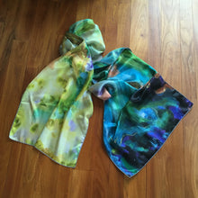 Load image into Gallery viewer, Dancing in Blue Long Silk Scarf