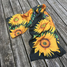 Load image into Gallery viewer, Sunflower Goddess Indigo Long Silk Scarf