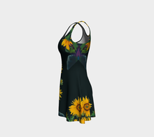 Load image into Gallery viewer, Sunflower Goddess Indigo Flare Dress