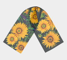 Load image into Gallery viewer, Sunflower Goddess Indigo Long Silk Scarf