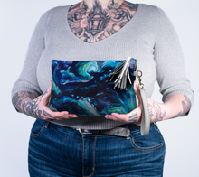 Load image into Gallery viewer, Blue Journey Vegan Leather Makeup Bag