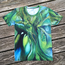 Load image into Gallery viewer, All-over print Art-shirt "Tree Whisperer", Fitted style