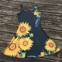 Load image into Gallery viewer, Sunflower Goddess Indigo Flare Dress