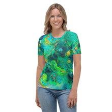 Load image into Gallery viewer, All-over print 'Water Gardens' Art-shirt, Fitted style