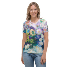 Load image into Gallery viewer, All-over Print 'Indigo Dancers' Fitted style Art-shirt