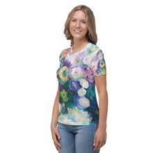 Load image into Gallery viewer, All-over Print 'Indigo Dancers' Fitted style Art-shirt