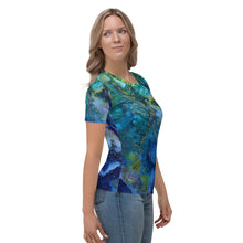 Load image into Gallery viewer, 'Blue World' All-over-print Art-shirt Fitted style