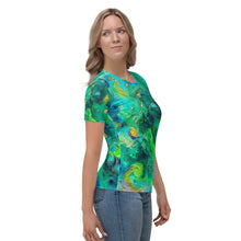 Load image into Gallery viewer, All-over print 'Water Gardens' Art-shirt, Fitted style