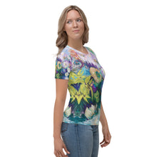 Load image into Gallery viewer, All-over Print 'Indigo Dancers' Fitted style Art-shirt