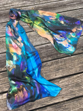 Load image into Gallery viewer, Deep Ocean Long Silk Scarf