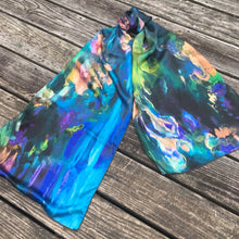 Load image into Gallery viewer, Deep Ocean Long Silk Scarf