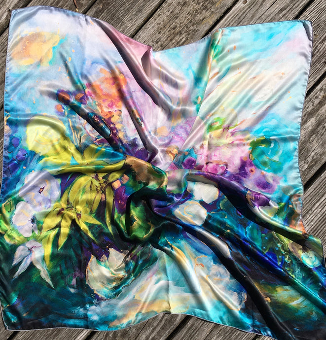 Monet's Garden Silk Square Scarf