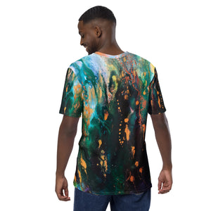 Blue Gold All-over print Art Shirt, flowy style