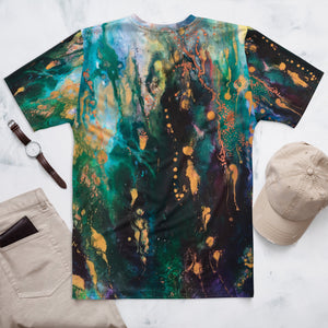 Blue Gold All-over print Art Shirt, flowy style