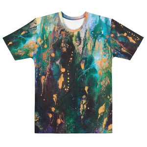 Blue Gold All-over print Art Shirt, flowy style