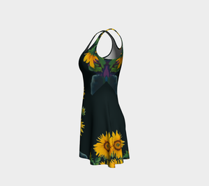 Sunflower Goddess Indigo Flare Dress