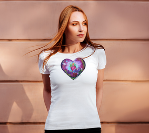 Pink Fairy Heart Round-Neck T-Shirt Believe in You front and back