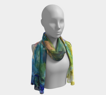 Load image into Gallery viewer, Dancing in Blue Long Silk Scarf