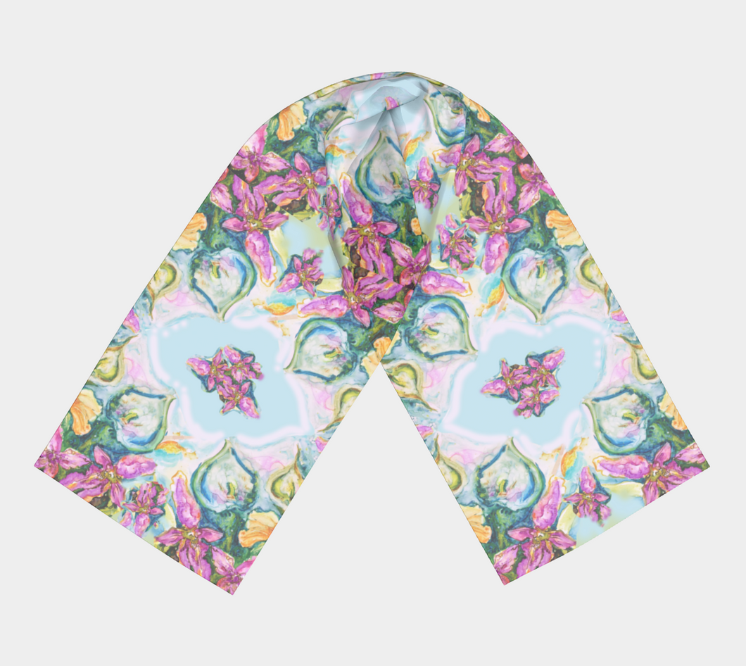 Orchid Bliss Long Silk Scarf