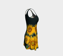 Load image into Gallery viewer, Sunflower Goddess Indigo Flare Dress