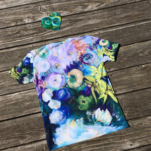 All-over Print 'Monet's Garden' Fitted style Art-shirt