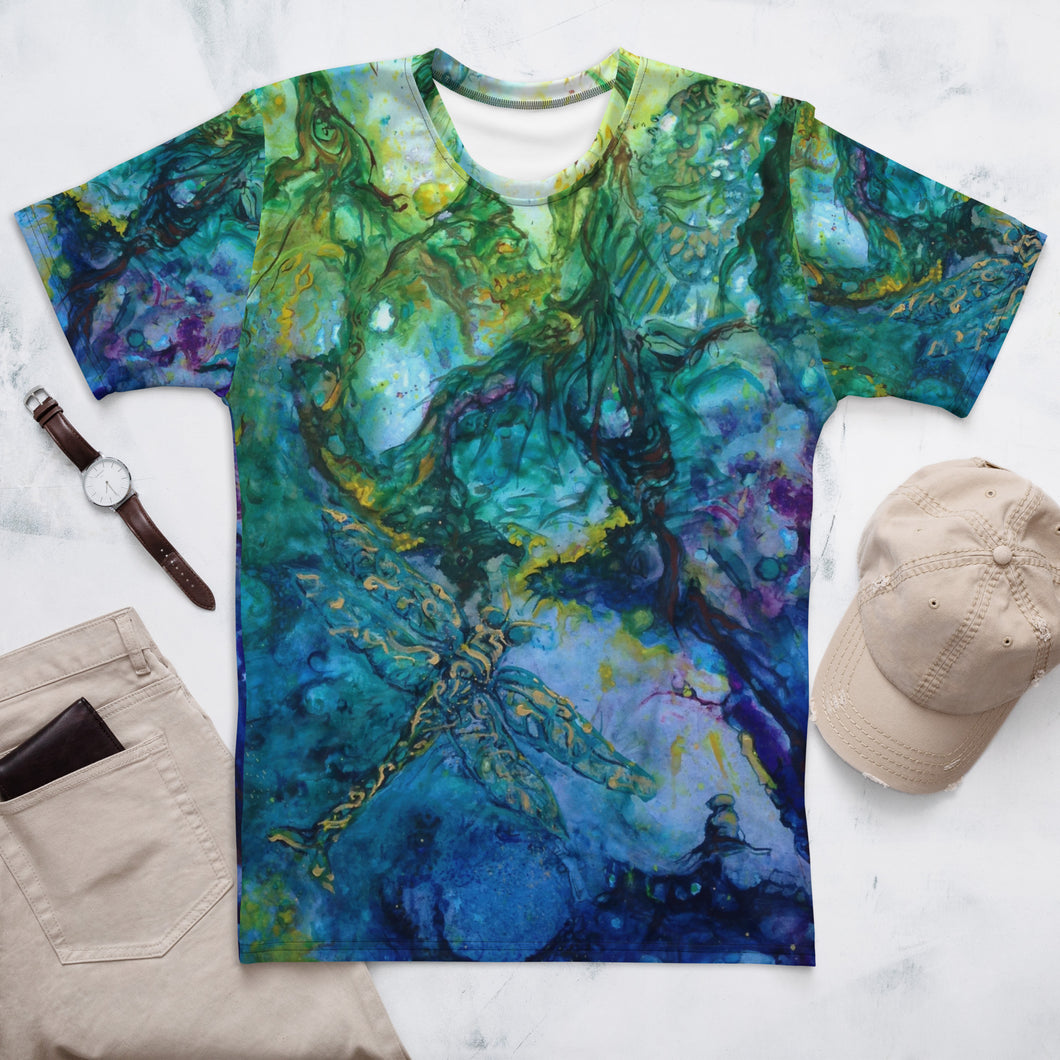 'Blue World' All-over-print Art-Shirt, flowy style