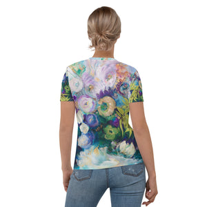 All-over Print 'Indigo Dancers' Fitted style Art-shirt