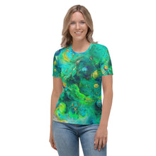 Load image into Gallery viewer, All-over print &#39;Water Gardens&#39; Art-shirt, Fitted style