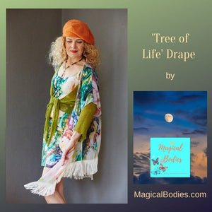 Tree of Life Drape with natural white or black fringes
