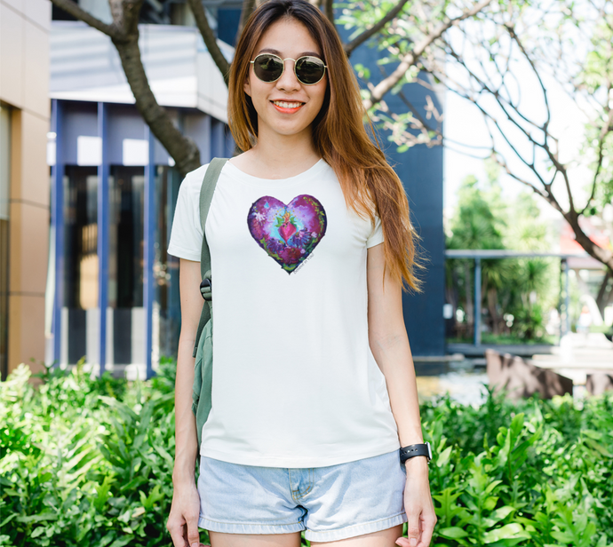 Pink Fairy Heart Round-Neck T-Shirt Believe in You front and back